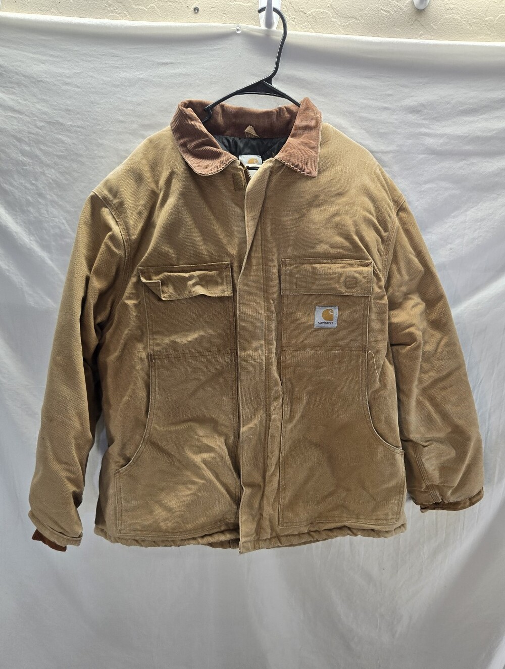 Vintage 90s Carhartt Men's 46 Tan Arctic Quilt Lined Duck Jacket